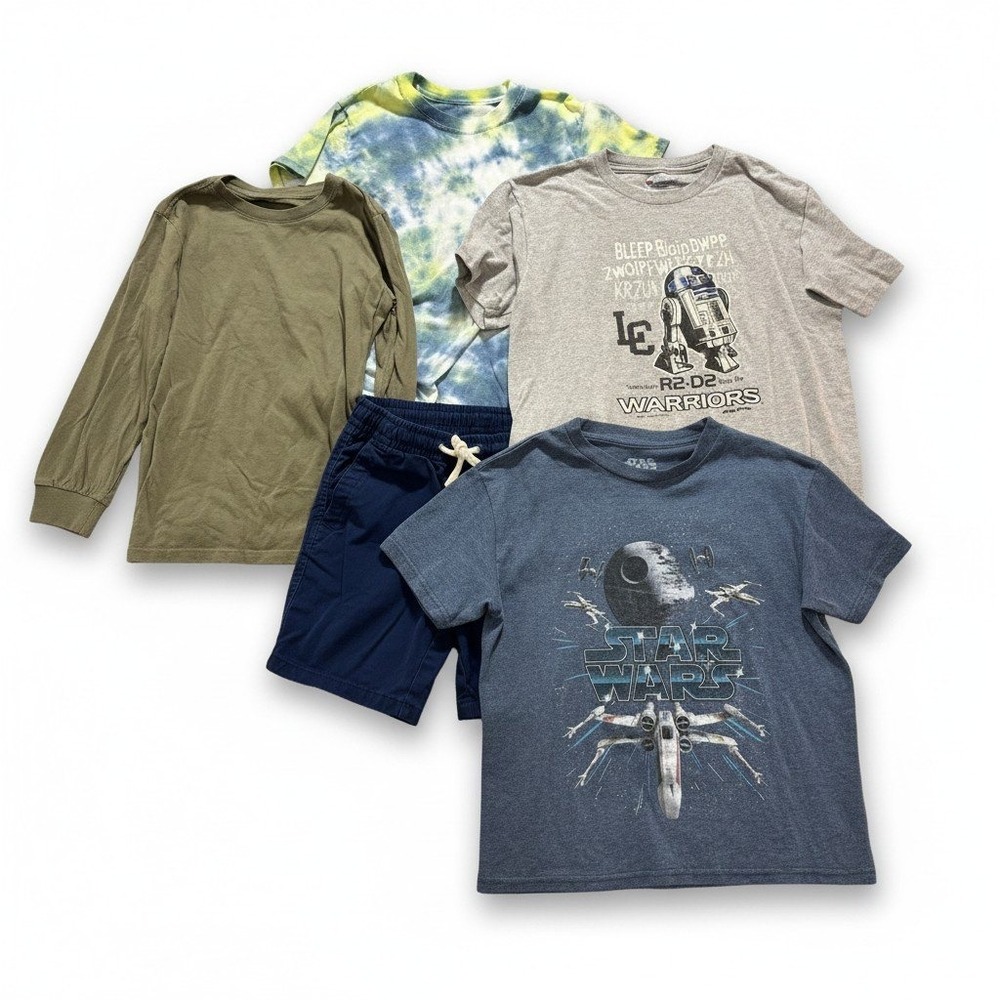 Mixed Brand Boys L 10-12 Multicolor 5pc Shirt Shorts Bundle Casual Athleisure